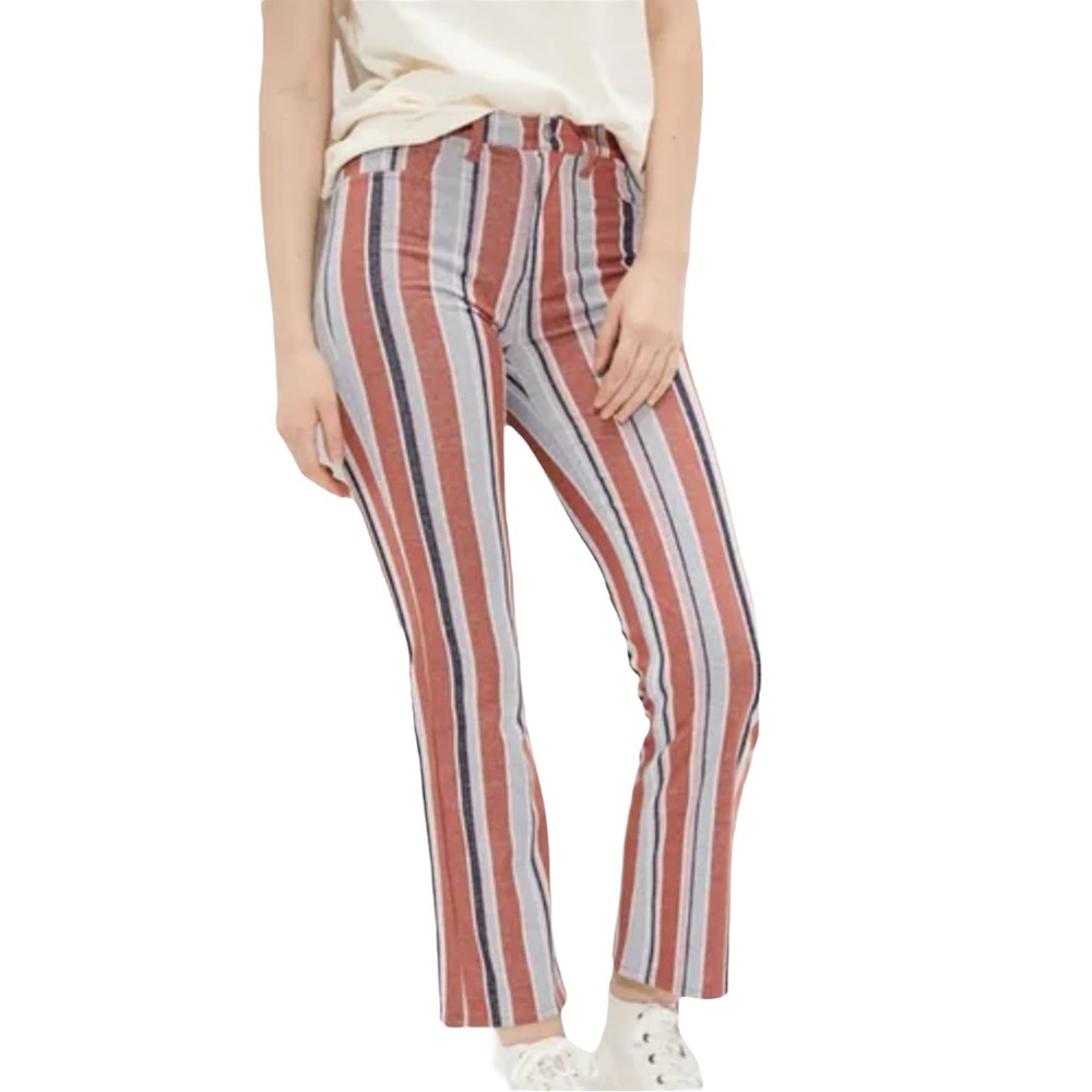 NWT American Eagle Women’s Size 4 Super High Rise Skinny Kick Crop Pants Stripe